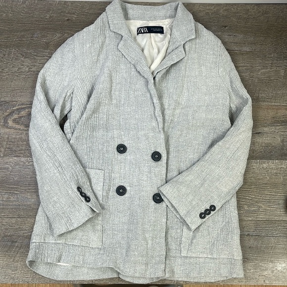 Zara Jackets & Blazers - Zara Buttoned Linen Double Breasted Blazer Size Medium